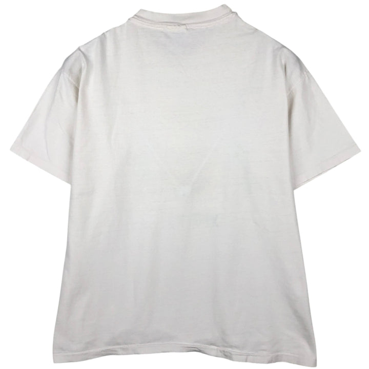 Vintage 80'S Hanes BEEFY-T Blue Tag Printed T-Shirt Made in USA Men's XL cotton white type Vintage Second Hand