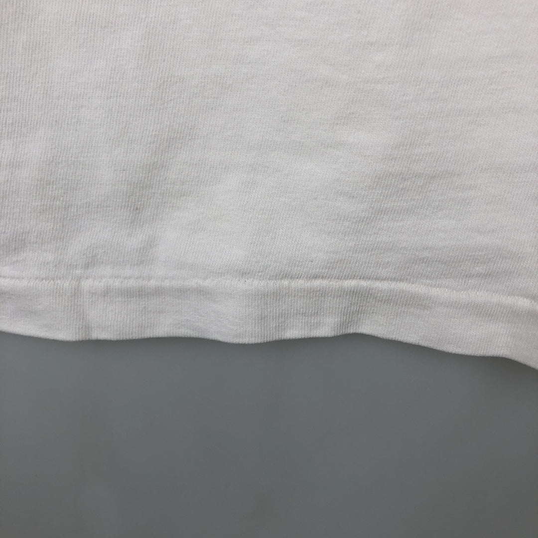 Vintage 80'S Hanes BEEFY-T Blue Tag Printed T-Shirt Made in USA Men's XL cotton white type Vintage Second Hand