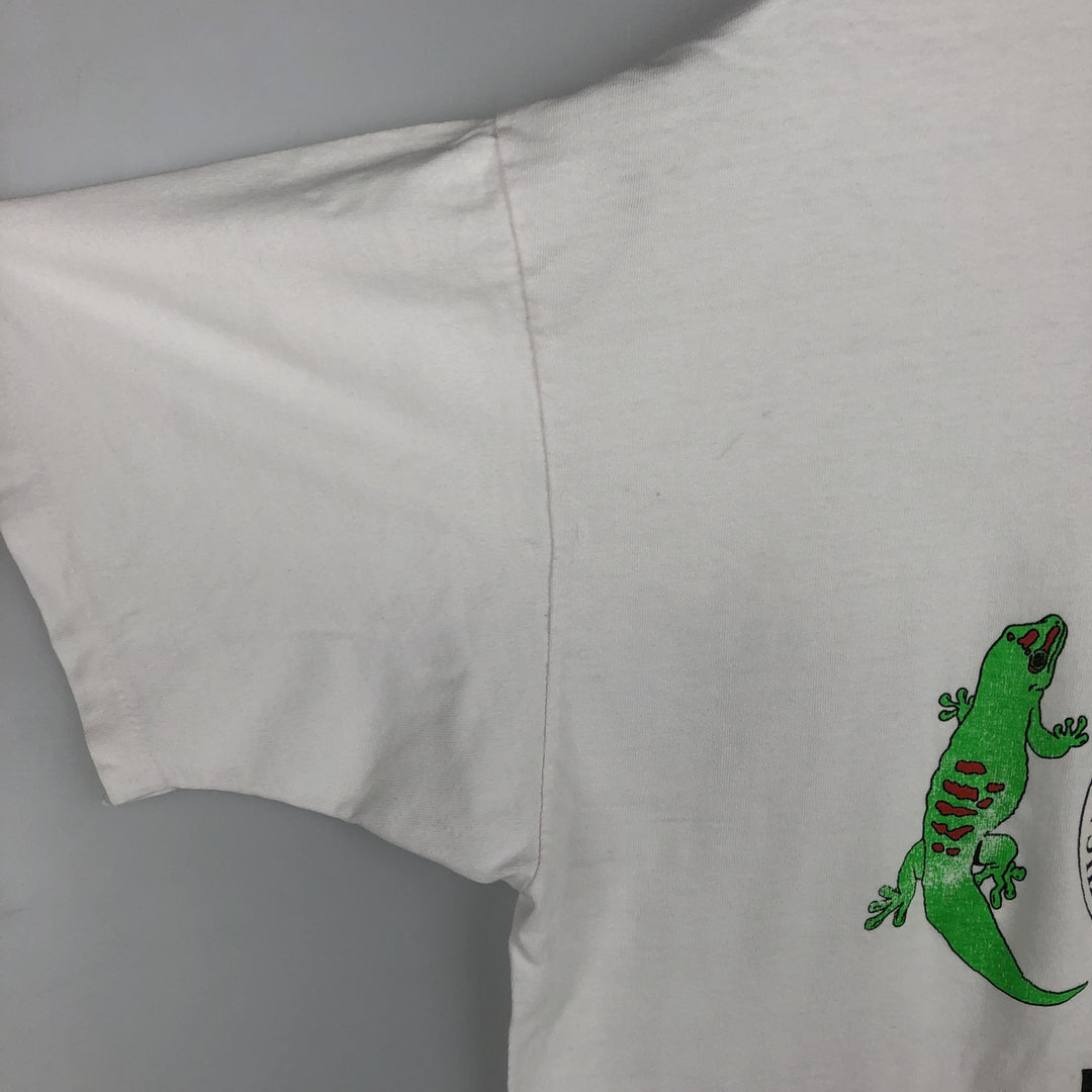 Vintage 80'S Hanes BEEFY-T Blue Tag Printed T-Shirt Made in USA Men's XL cotton white type Vintage Second Hand