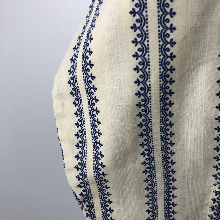 Vintage 1970'S Arrow KENT COLLECTION Tyrolean Pattern Long Sleeve Shirt, Men's Size L polyester unbleached Vintage Second Hand