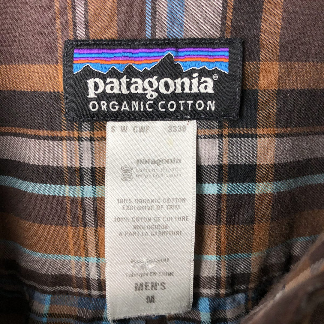 Patagonia Organic Cotton Long Sleeve Cotton Check Shirt, Men's Size Medium Organic cotton brown type Vintage Second Hand