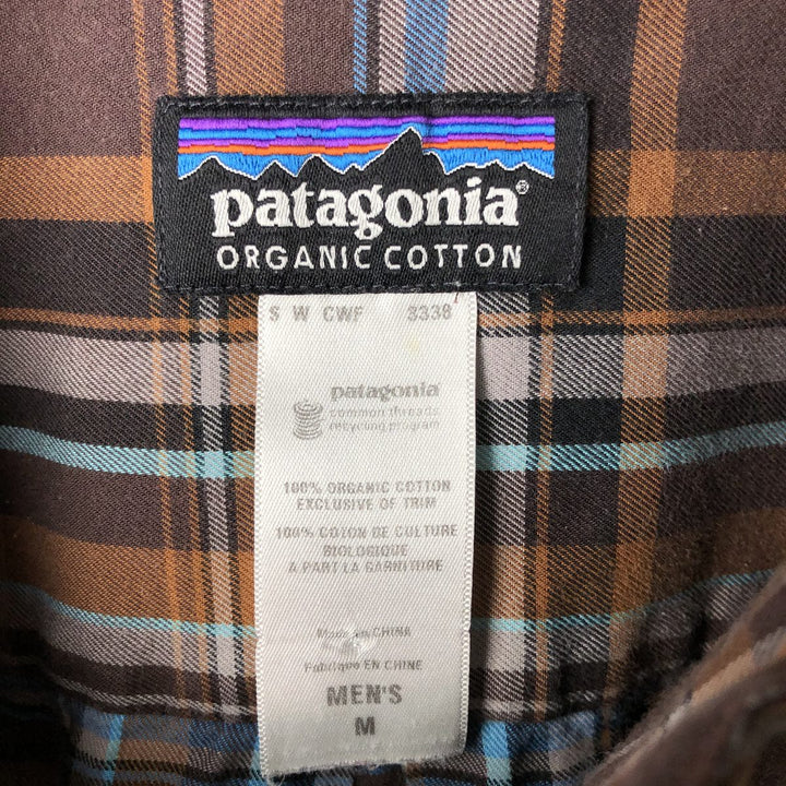 Patagonia Organic Cotton Long Sleeve Cotton Check Shirt, Men's Size Medium Organic cotton brown type Vintage Second Hand