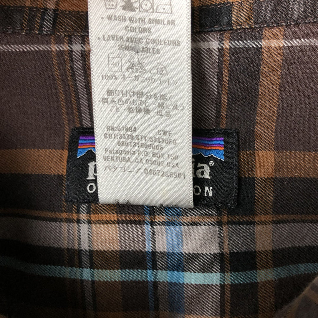 Patagonia Organic Cotton Long Sleeve Cotton Check Shirt, Men's Size Medium Organic cotton brown type Vintage Second Hand