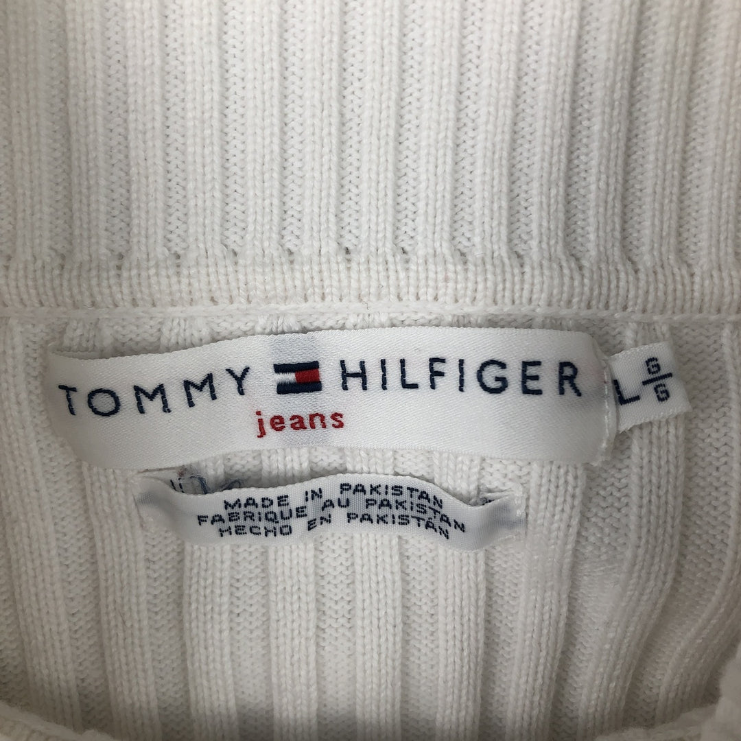 2000'S Tommy Hilfiger Jeans Ribbed Cotton Knit Half-Button Sweater, Women's Size L cotton white type Vintage Second Hand