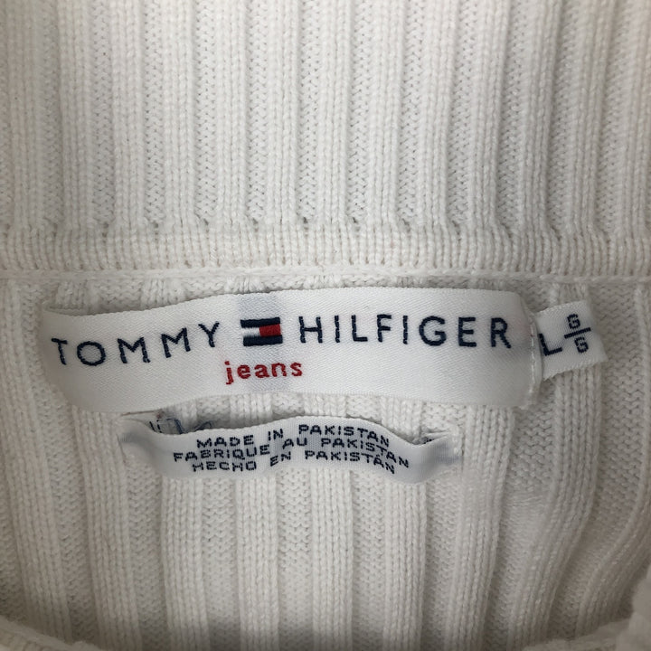 2000'S Tommy Hilfiger Jeans Ribbed Cotton Knit Half-Button Sweater, Women's Size L cotton white type Vintage Second Hand