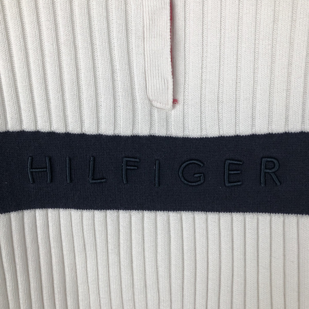 2000'S Tommy Hilfiger Jeans Ribbed Cotton Knit Half-Button Sweater, Women's Size L cotton white type Vintage Second Hand