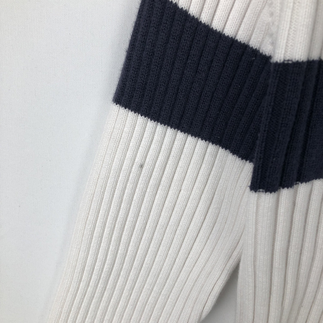 2000'S Tommy Hilfiger Jeans Ribbed Cotton Knit Half-Button Sweater, Women's Size L cotton white type Vintage Second Hand