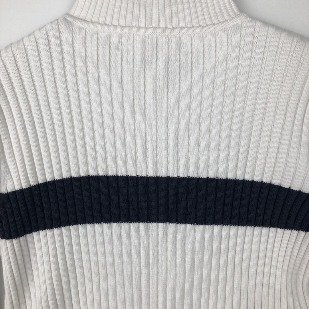 2000'S Tommy Hilfiger Jeans Ribbed Cotton Knit Half-Button Sweater, Women's Size L cotton white type Vintage Second Hand