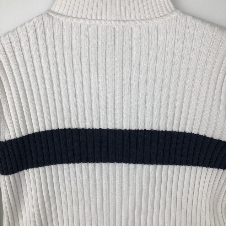 2000'S Tommy Hilfiger Jeans Ribbed Cotton Knit Half-Button Sweater, Women's Size L cotton white type Vintage Second Hand