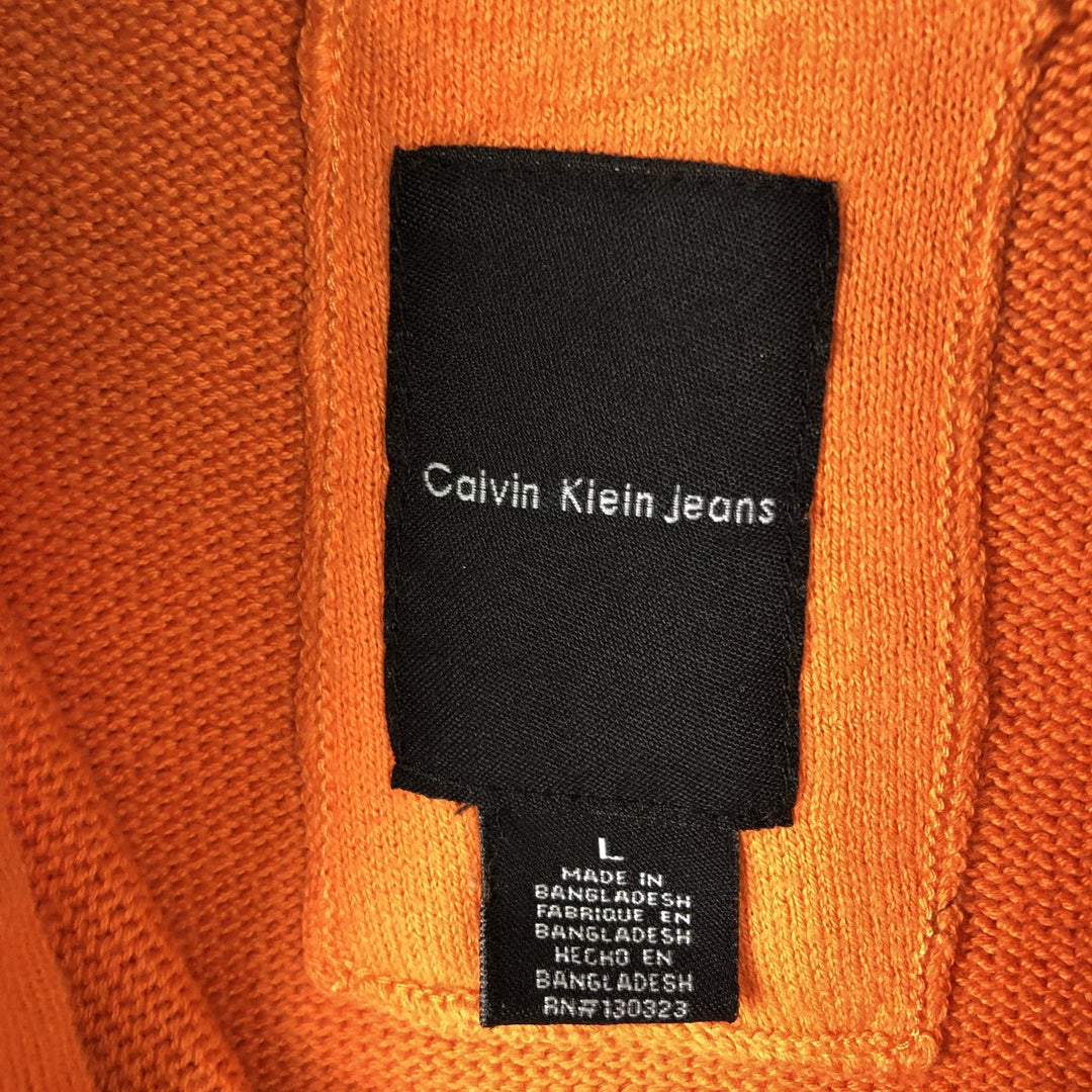 Calvin Klein Cotton Knit Half-Zip Sweater, Women's Size L cotton orange type Vintage Second Hand