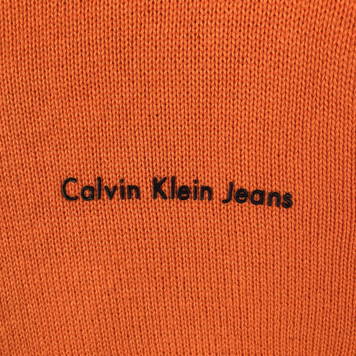 Calvin Klein Cotton Knit Half-Zip Sweater, Women's Size L cotton orange type Vintage Second Hand