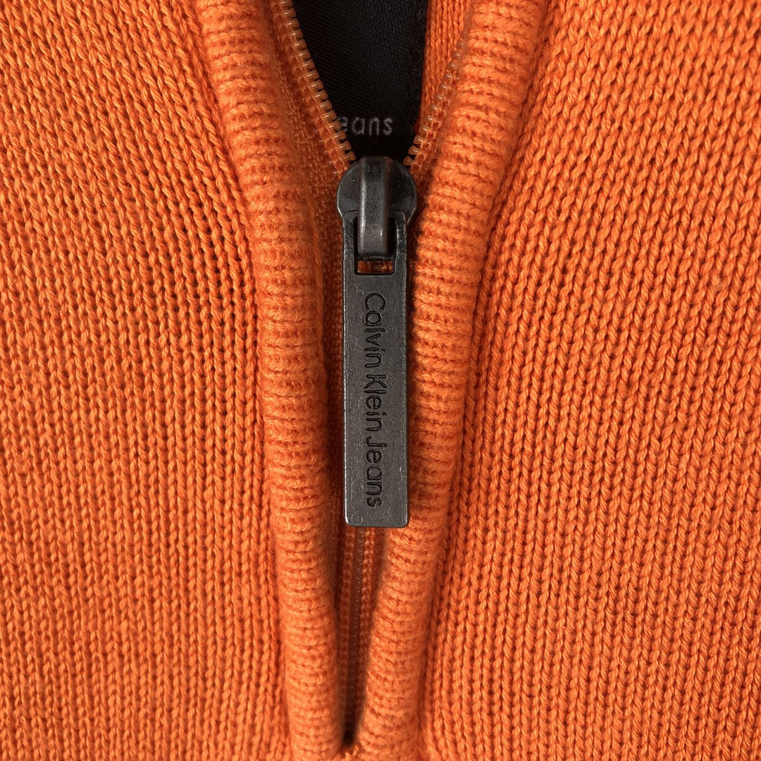Calvin Klein Cotton Knit Half-Zip Sweater, Women's Size L cotton orange type Vintage Second Hand