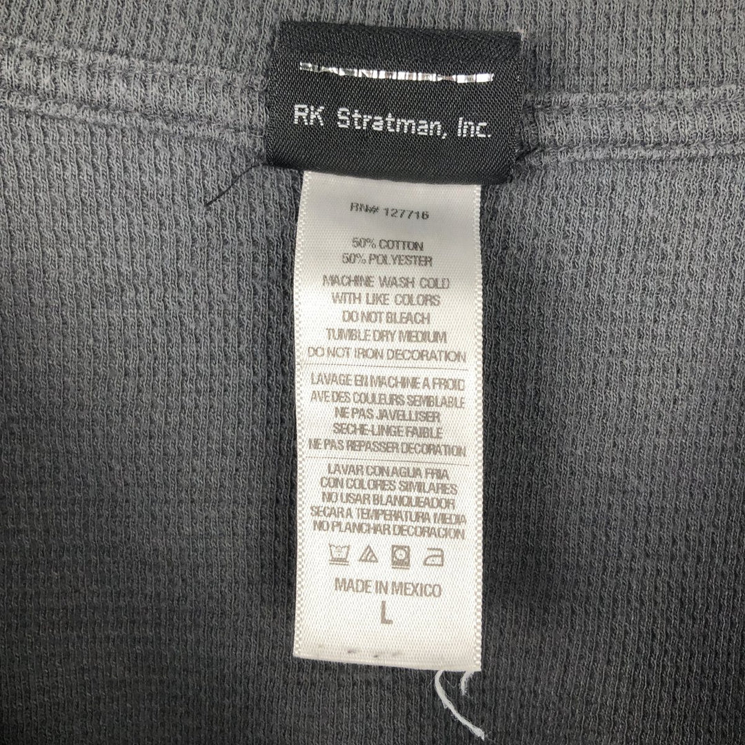 Harley-Davidson Eagle Pattern Thermal Long T-Shirt with Thumbholes, Waffle, Women's Size L cotton gray type Vintage Second Hand