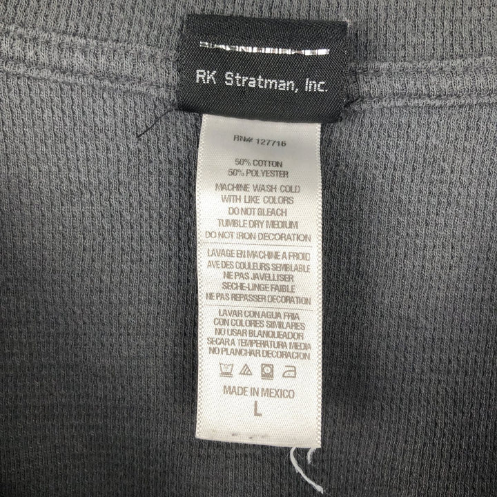 Harley-Davidson Eagle Pattern Thermal Long T-Shirt with Thumbholes, Waffle, Women's Size L cotton gray type Vintage Second Hand