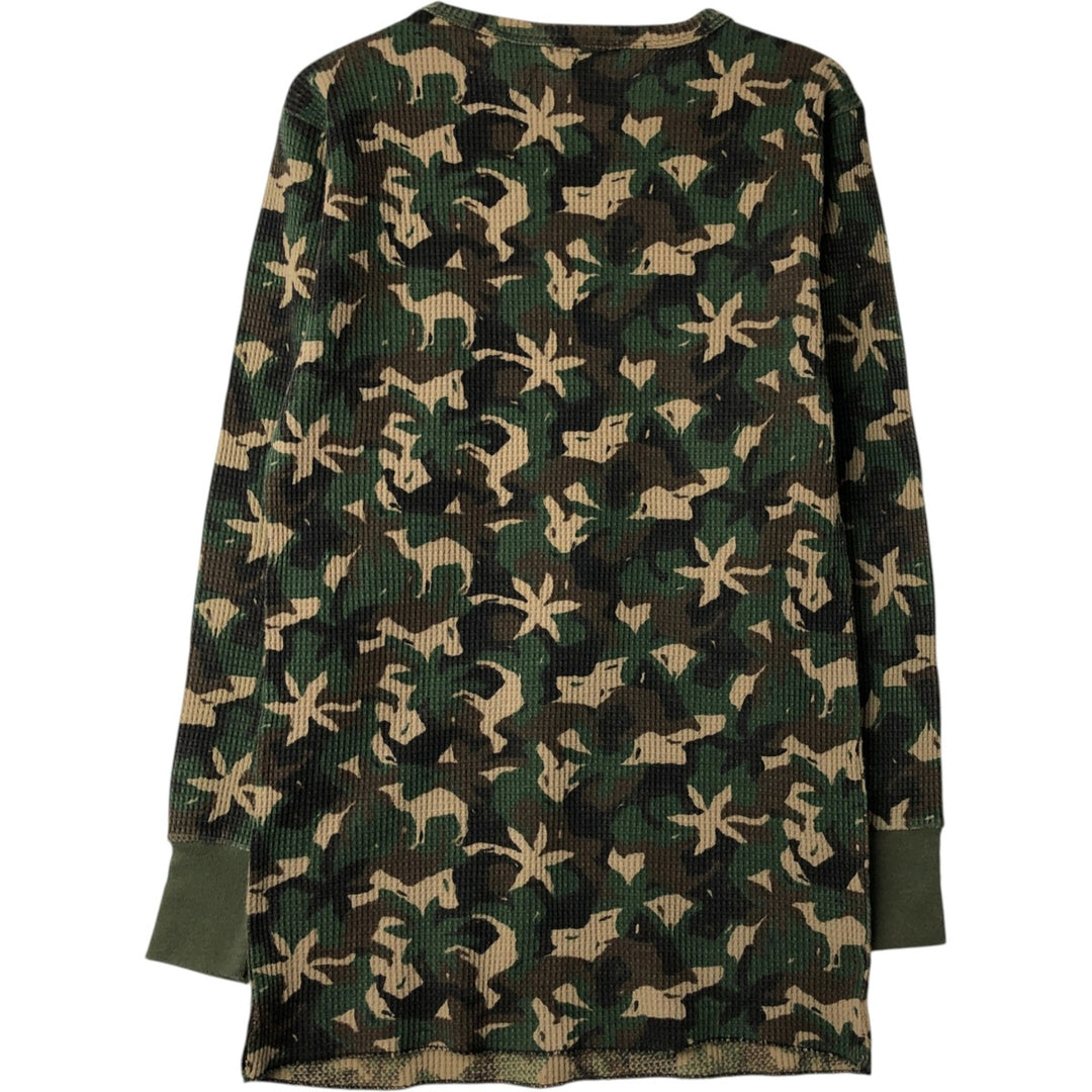 Vintage 90'S Camel Duck Hunter Camo Thermal Long Sleeve T-Shirt, Women's Size L cotton Khaki type Vintage Second Hand