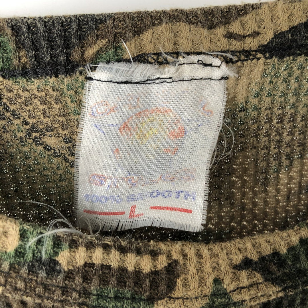 Vintage 90'S Camel Duck Hunter Camo Thermal Long Sleeve T-Shirt, Women's Size L cotton Khaki type Vintage Second Hand
