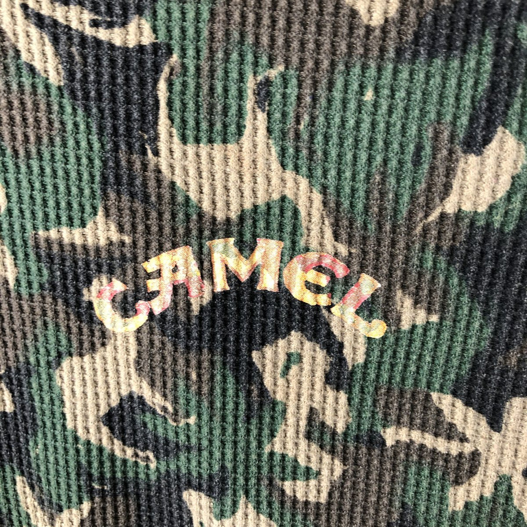 Vintage 90'S Camel Duck Hunter Camo Thermal Long Sleeve T-Shirt, Women's Size L cotton Khaki type Vintage Second Hand