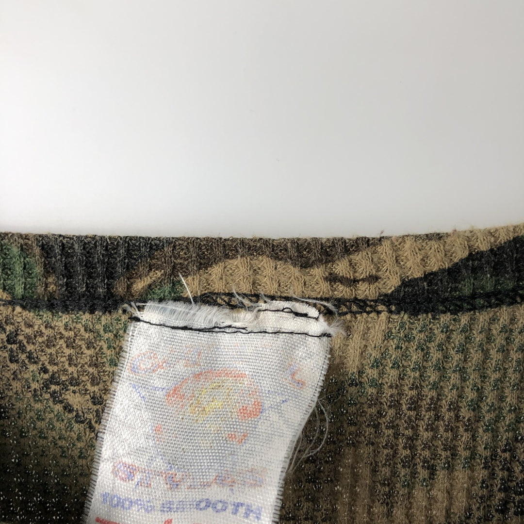 Vintage 90'S Camel Duck Hunter Camo Thermal Long Sleeve T-Shirt, Women's Size L cotton Khaki type Vintage Second Hand