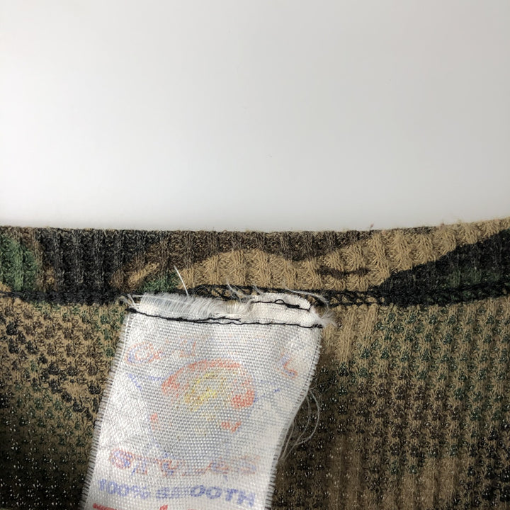 Vintage 90'S Camel Duck Hunter Camo Thermal Long Sleeve T-Shirt, Women's Size L cotton Khaki type Vintage Second Hand