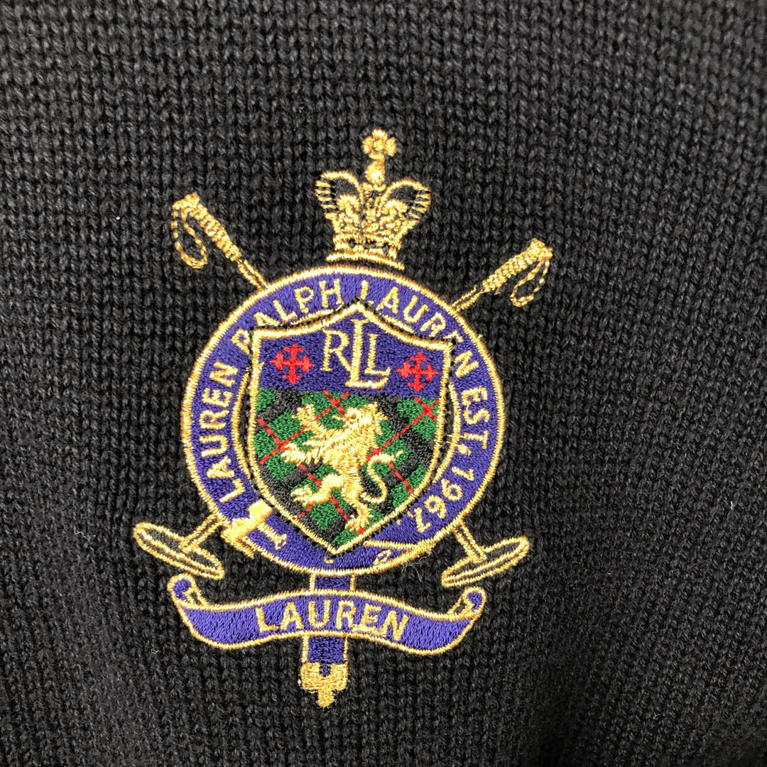 Ralph Lauren Lauren Cotton Knit Half-Zip Sweater, Women's, XXL cotton navy blue type Vintage Second Hand