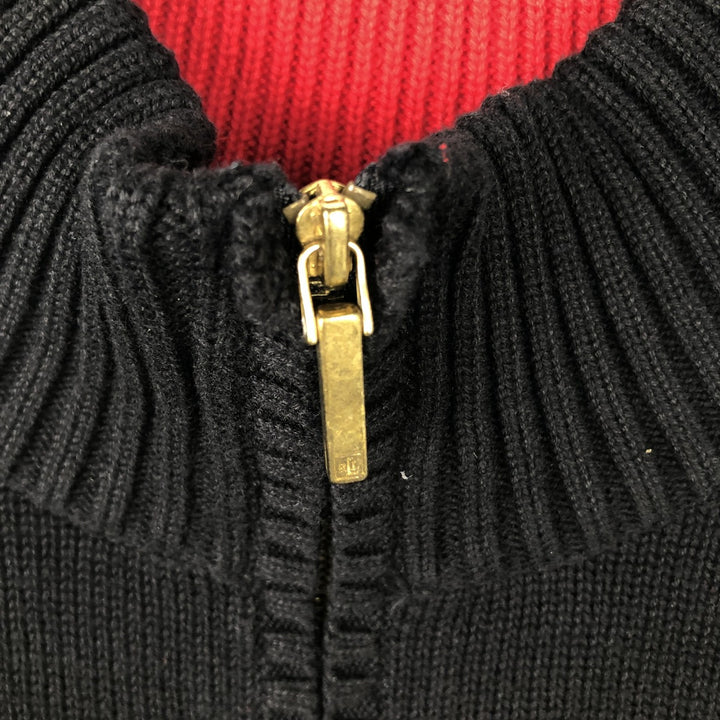 Ralph Lauren Lauren Cotton Knit Half-Zip Sweater, Women's, XXL cotton navy blue type Vintage Second Hand