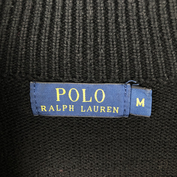 Ralph Lauren POLO RALPH LAUREN Cotton knit half zip sweater Men's M size cotton black type Vintage Second Hand