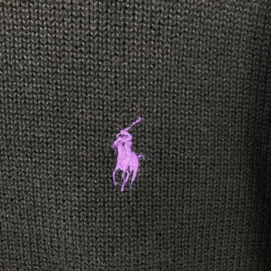 Ralph Lauren POLO RALPH LAUREN Cotton knit half zip sweater Men's M size cotton black type Vintage Second Hand