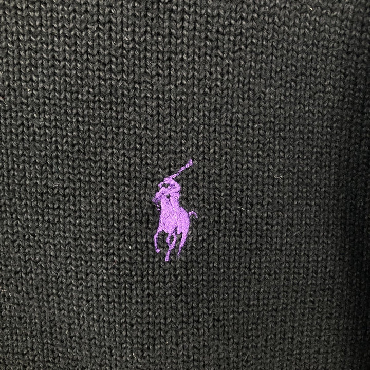 Ralph Lauren POLO RALPH LAUREN Cotton knit half zip sweater Men's M size cotton black type Vintage Second Hand