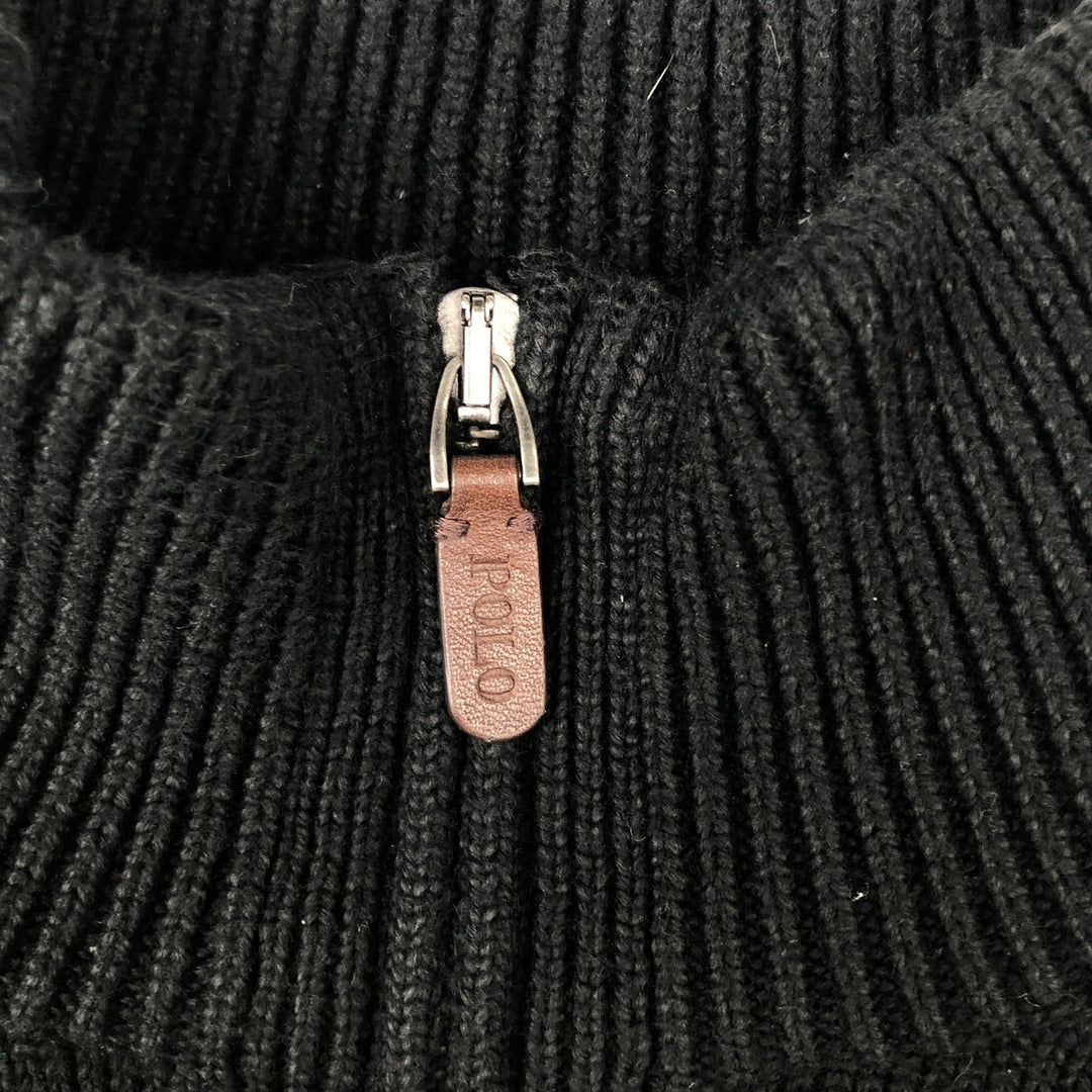 Ralph Lauren POLO RALPH LAUREN Cotton knit half zip sweater Men's M size cotton black type Vintage Second Hand
