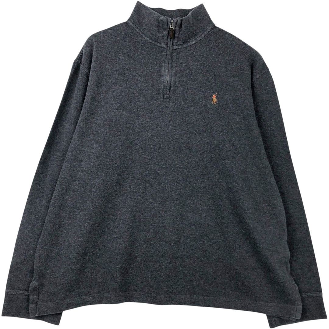Ralph Lauren POLO RALPH LAUREN ESTATE RIB Cotton Knit Half-Zip Sweater, Men's Size L cotton gray type Vintage Second Hand