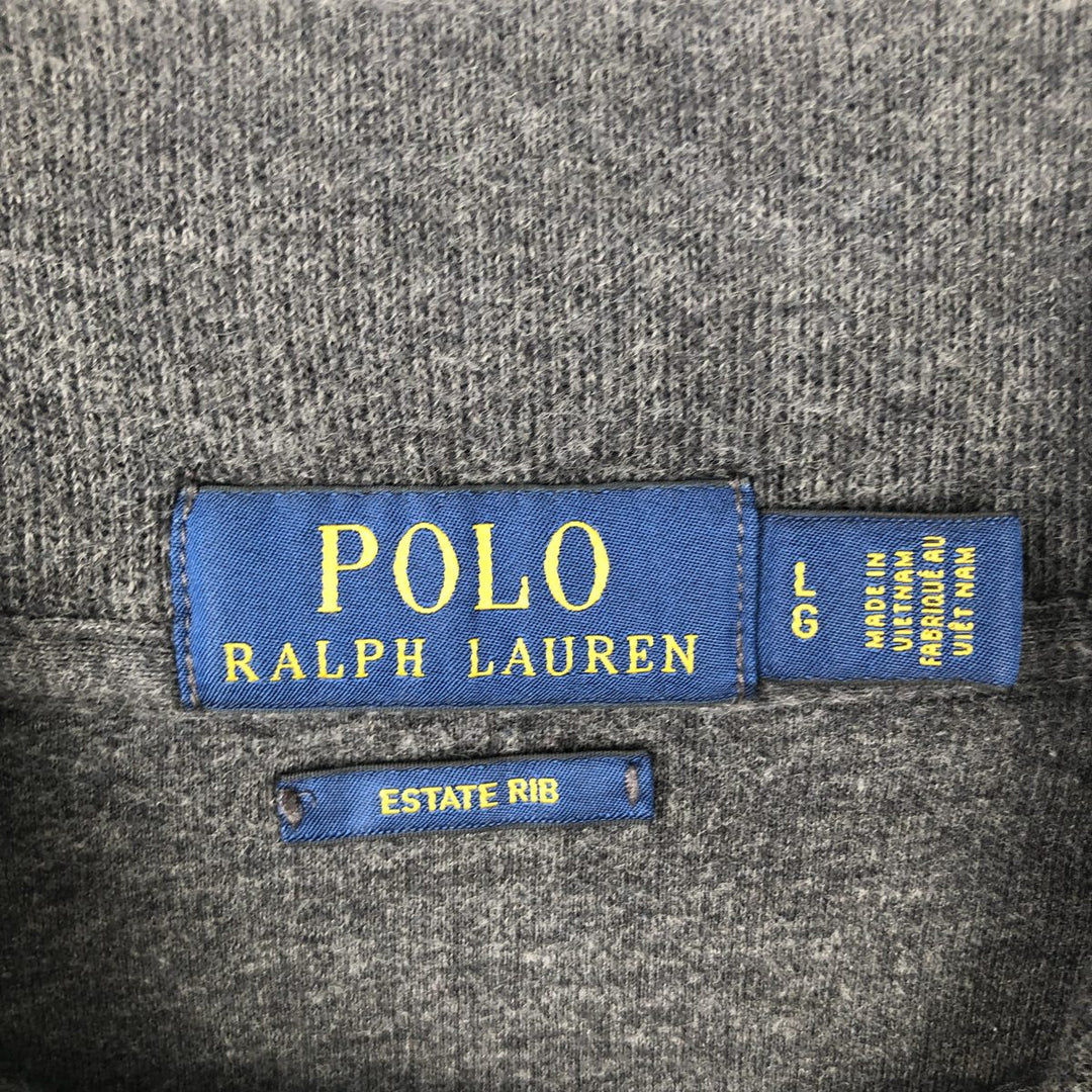 Ralph Lauren POLO RALPH LAUREN ESTATE RIB Cotton Knit Half-Zip Sweater, Men's Size L cotton gray type Vintage Second Hand