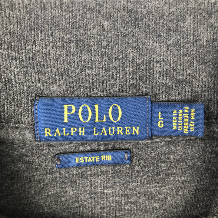 Ralph Lauren POLO RALPH LAUREN ESTATE RIB Cotton Knit Half-Zip Sweater, Men's Size L cotton gray type Vintage Second Hand