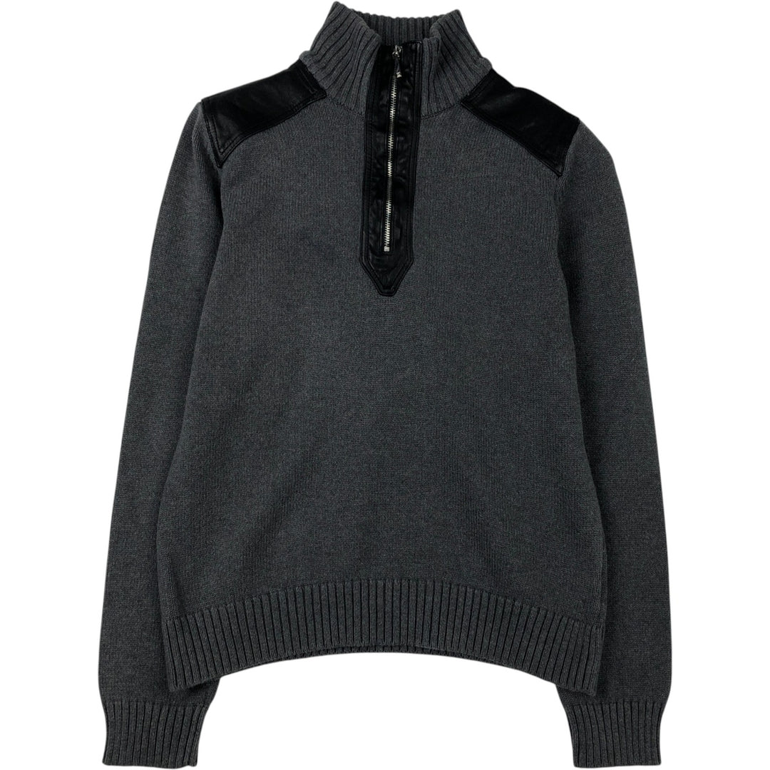 Ralph Lauren Lauren Cotton Knit Half-Zip Sweater, Women's Size L cotton gray type Vintage Second Hand