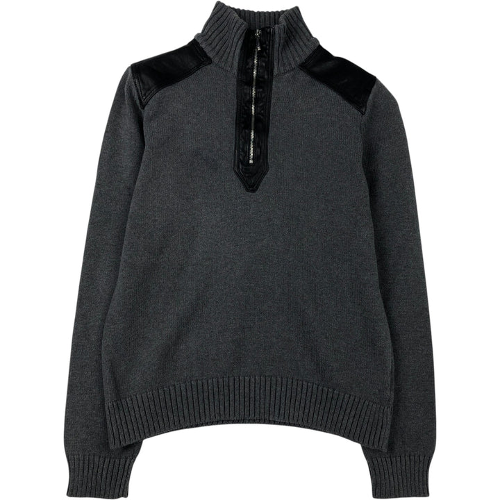 Ralph Lauren Lauren Cotton Knit Half-Zip Sweater, Women's Size L cotton gray type Vintage Second Hand