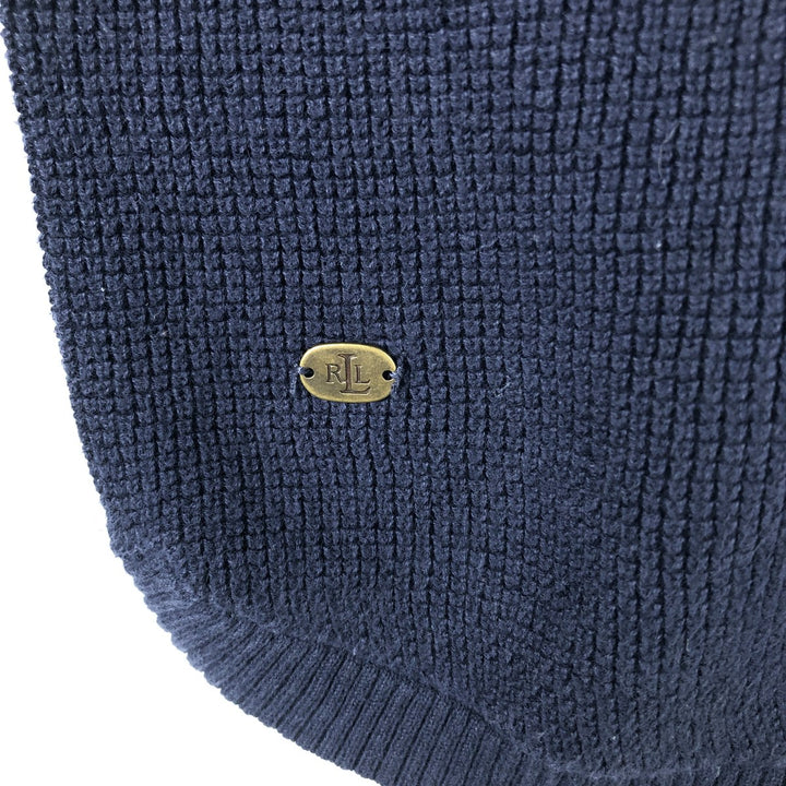 Ralph Lauren LAUREN Women's Hooded Thermal Long T-Shirt, Size L cotton navy blue type Vintage Second Hand