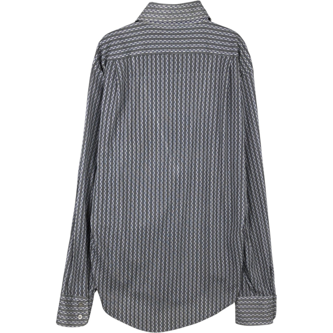Darwin Stripe Pattern Long Sleeve Cotton Striped Shirt, Men's Size M Triacetate pale white type Vintage Second Hand