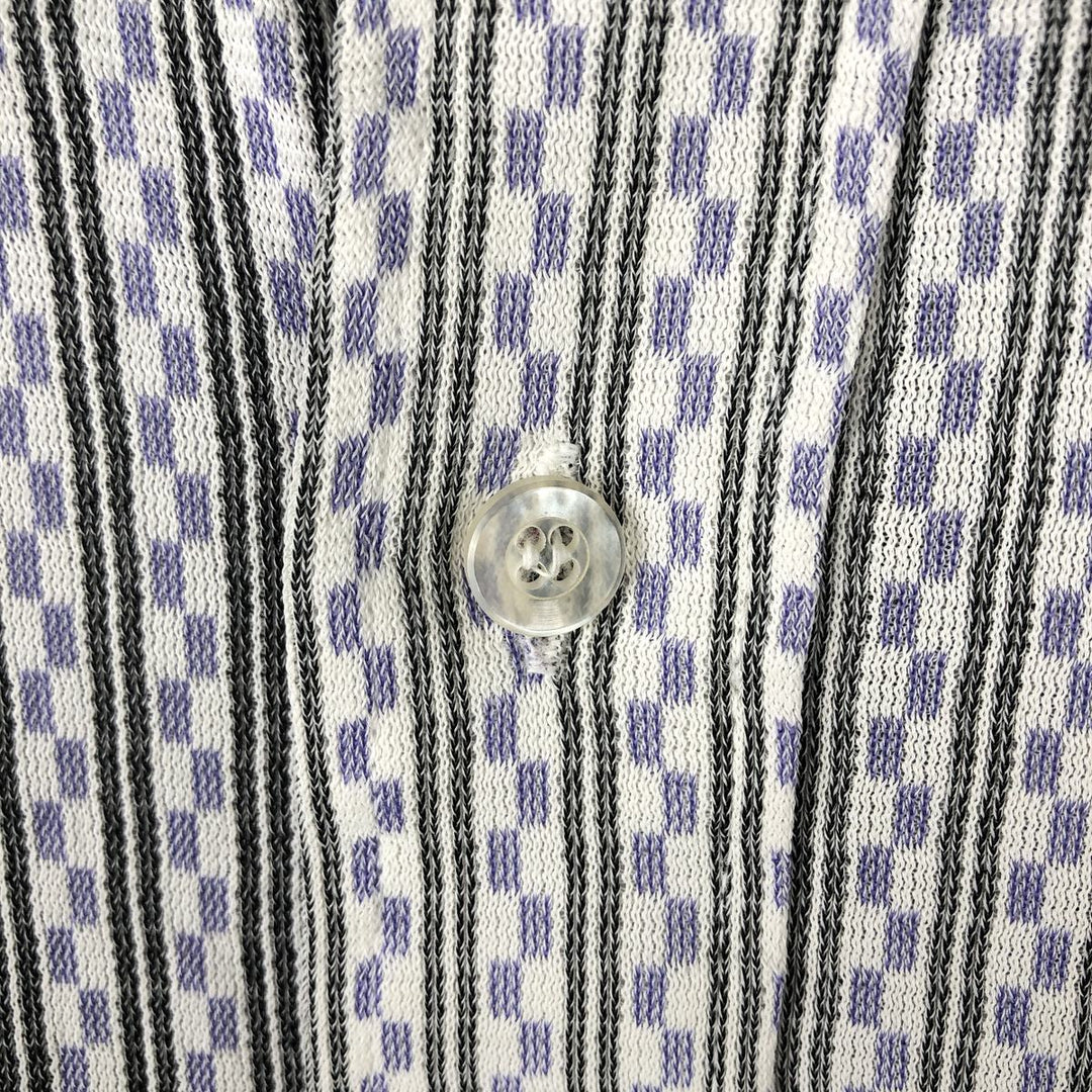 Darwin Stripe Pattern Long Sleeve Cotton Striped Shirt, Men's Size M Triacetate pale white type Vintage Second Hand