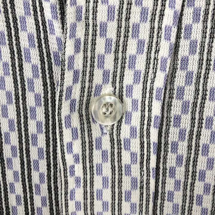 Darwin Stripe Pattern Long Sleeve Cotton Striped Shirt, Men's Size M Triacetate pale white type Vintage Second Hand