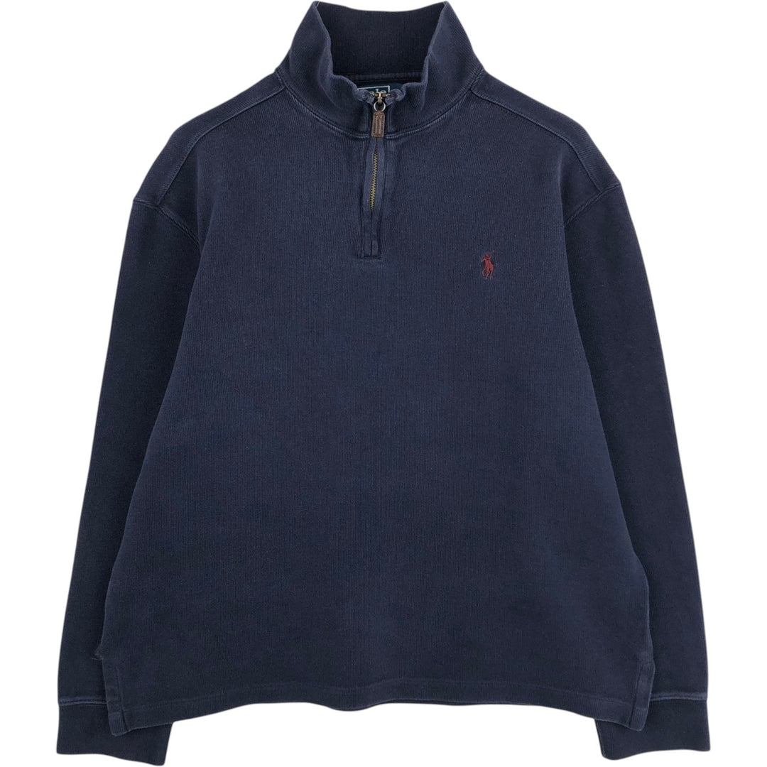 Ralph Lauren POLO by Ralph Lauren Half-Zip Sweatshirt, Men's Size L cotton navy blue type Vintage Second Hand