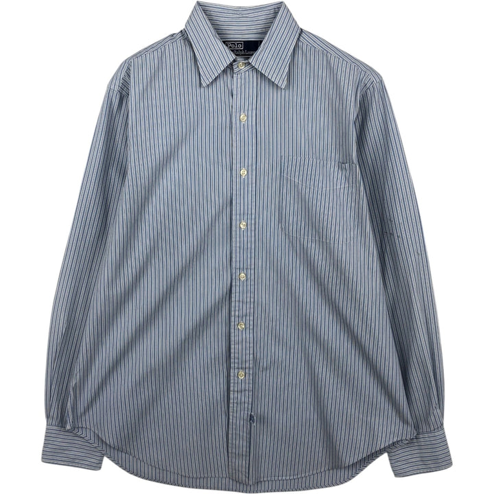 Ralph Lauren POLO by Ralph Lauren Multi-Stripe Long Sleeve Cotton Striped Shirt, Men's Size Medium cotton Blue type light blue Vintage Second Hand
