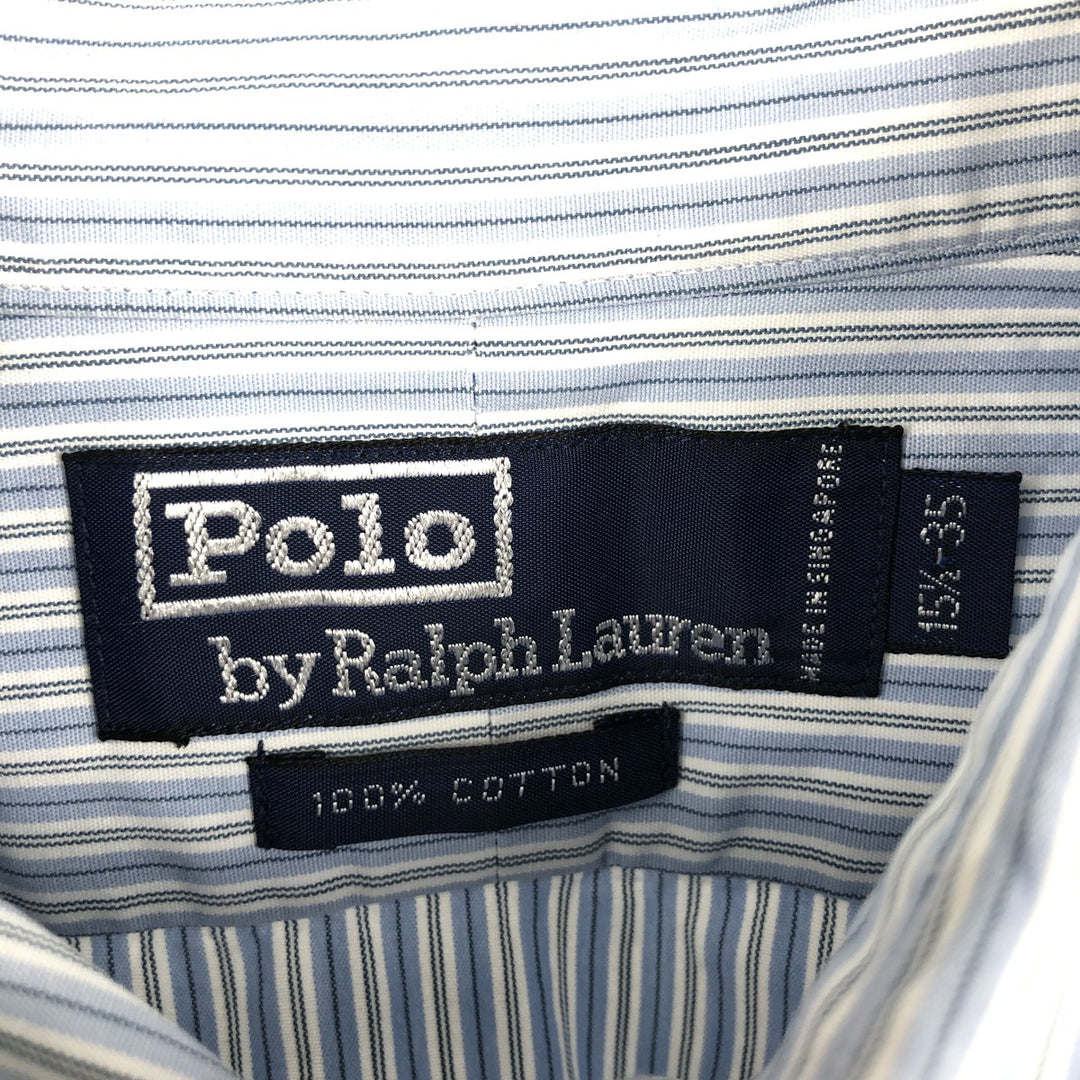 Ralph Lauren POLO by Ralph Lauren Multi-Stripe Long Sleeve Cotton Striped Shirt, Men's Size Medium cotton Blue type light blue Vintage Second Hand