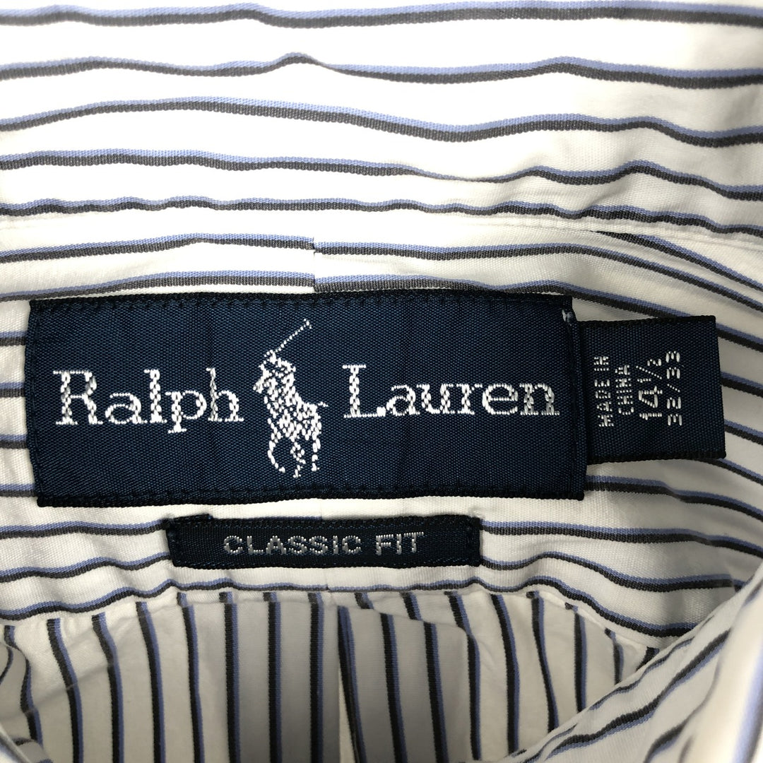 Ralph Lauren Classic Fit Multi-Stripe Long Sleeve Button-Down Striped Shirt, Men's Size Small cotton white type Vintage Second Hand