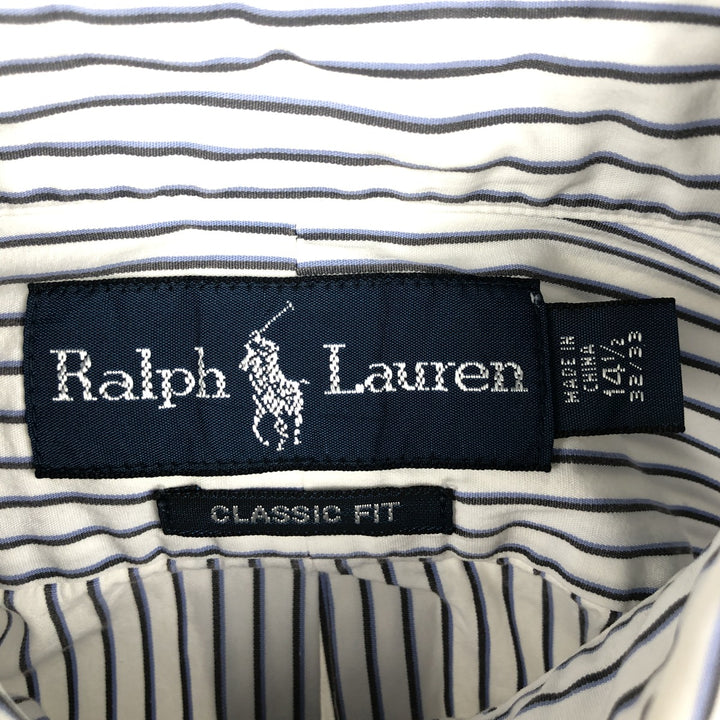 Ralph Lauren Classic Fit Multi-Stripe Long Sleeve Button-Down Striped Shirt, Men's Size Small cotton white type Vintage Second Hand