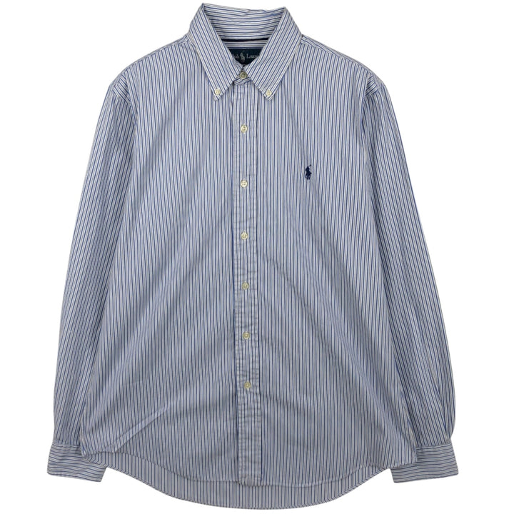 Ralph Lauren Custom Fit Multi-Stripe Long Sleeve Button-Down Striped Shirt, Men's M Size cotton white type Vintage Second Hand