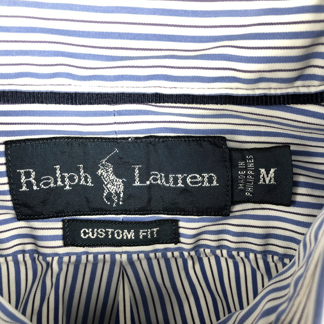 Ralph Lauren Custom Fit Multi-Stripe Long Sleeve Button-Down Striped Shirt, Men's M Size cotton white type Vintage Second Hand