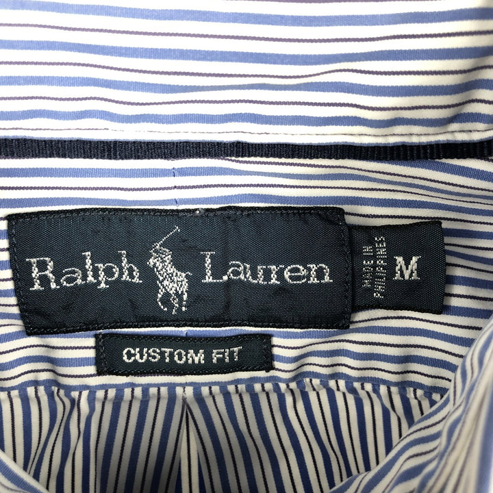 Ralph Lauren Custom Fit Multi-Stripe Long Sleeve Button-Down Striped Shirt, Men's M Size cotton white type Vintage Second Hand