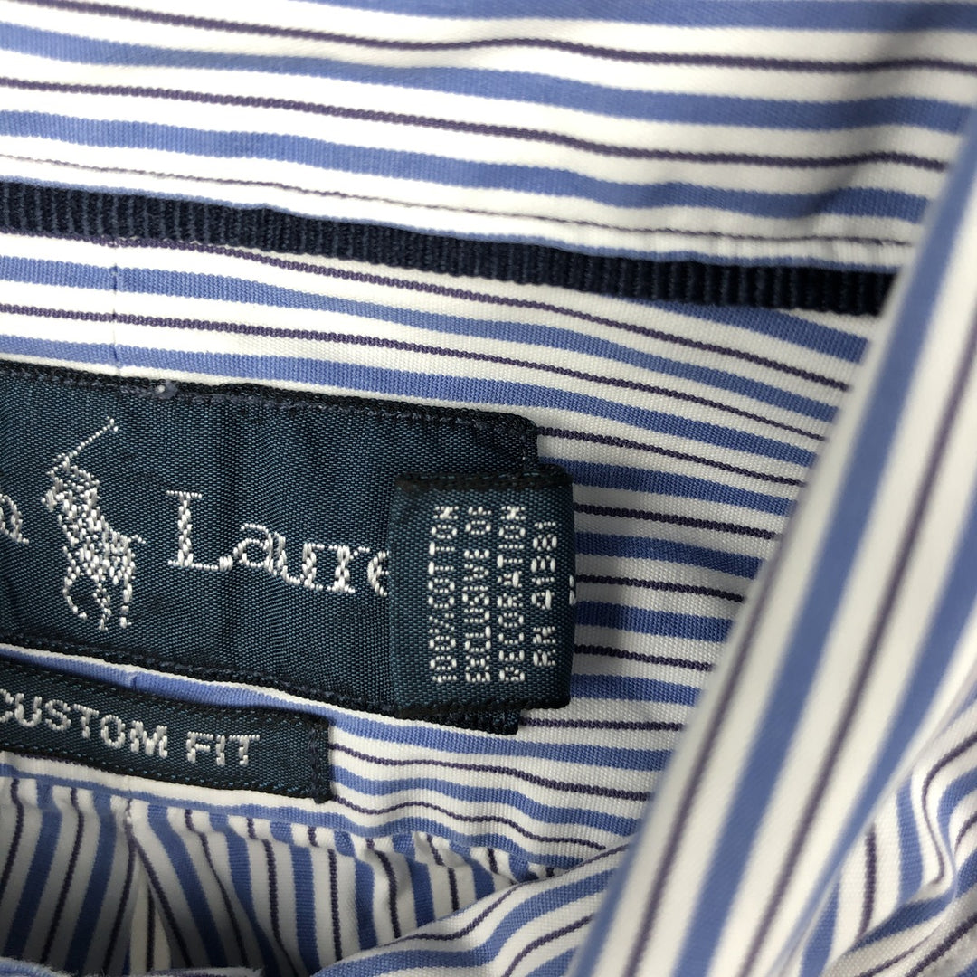 Ralph Lauren Custom Fit Multi-Stripe Long Sleeve Button-Down Striped Shirt, Men's M Size cotton white type Vintage Second Hand