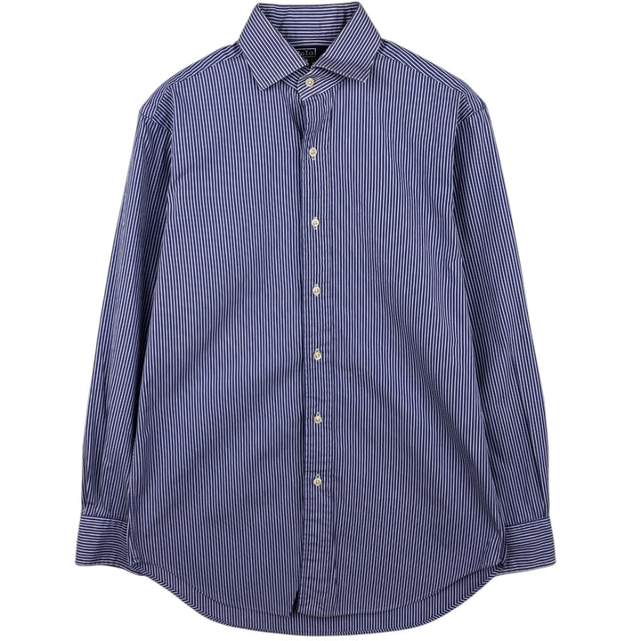 Ralph Lauren POLO by Ralph Lauren REGENT CLASSIC FIT long-sleeved cotton striped shirt, men's size M cotton blue type Vintage Second Hand