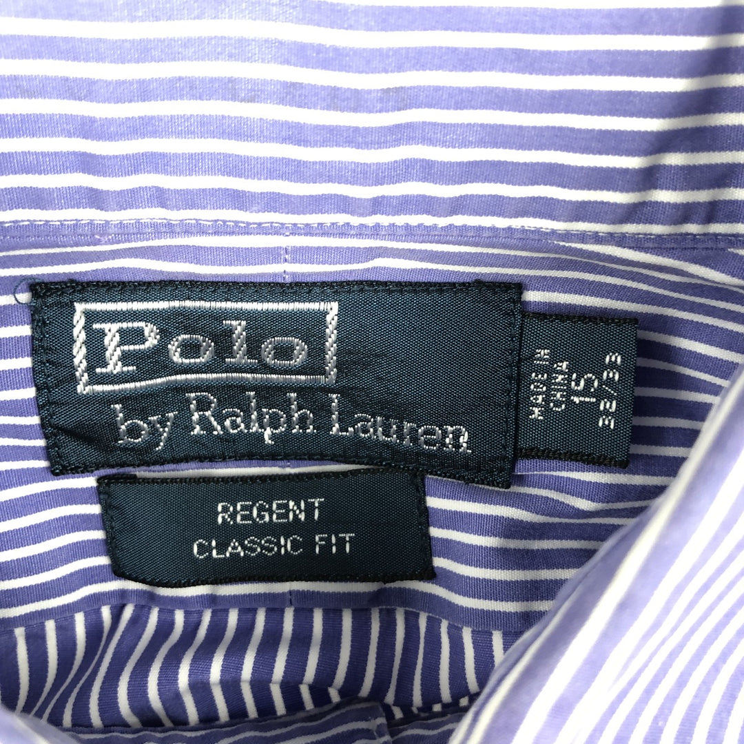 Ralph Lauren POLO by Ralph Lauren REGENT CLASSIC FIT long-sleeved cotton striped shirt, men's size M cotton blue type Vintage Second Hand