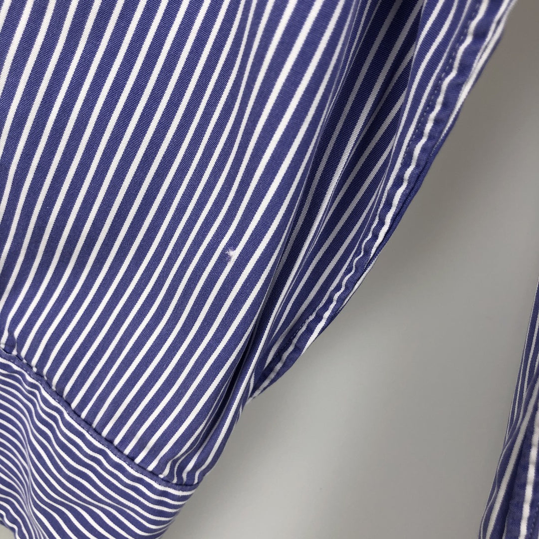 Ralph Lauren POLO by Ralph Lauren REGENT CLASSIC FIT long-sleeved cotton striped shirt, men's size M cotton blue type Vintage Second Hand